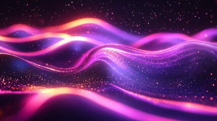 Fototapeta premium Vibrant ultraviolet wave patterns dynamic abstract designs and glowing threedimensional textures creating a futuristic background