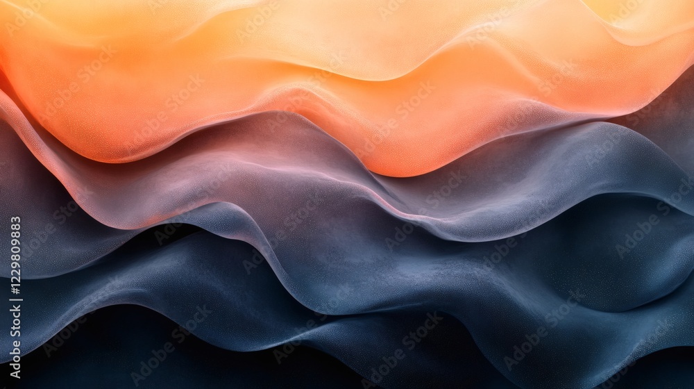 Poster warm peach dark charcoal abstract waves with a grainy texture and noise effect creating a rich and v