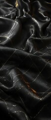 Obraz premium Close-up of diamond-patterned black silk fabric with reflective light and shiny surface, , high-quality image, diamond pattern, black silk