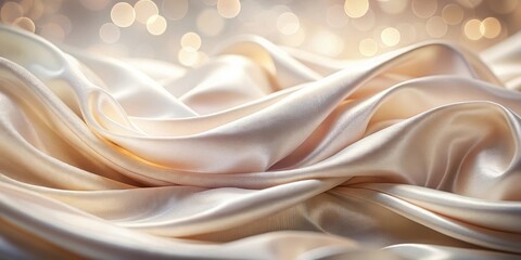 Fototapeta premium Soft focus on luxurious silk fabric with wavy folds and gentle ripples