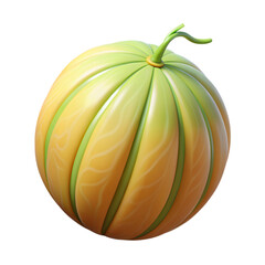 Colorful Cartoon Style Melon with Stylized Design and Unique Texture
