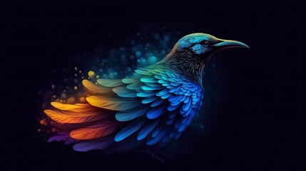 Obraz premium Vibrant Avian Majesty: A Digital Painting of a Colorful Bird