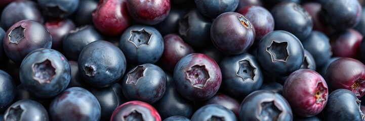Obraz premium Close-up of vibrant blueberries with hints of purple and pink, wild berries, rich, purple color