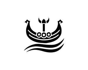 Viking Ship Logo Design Template
