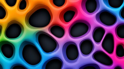 Obraz premium Colorful, abstract design with a black background. The design is made up of many small, colorful shapes that are arranged in a way that creates a sense of movement and energy