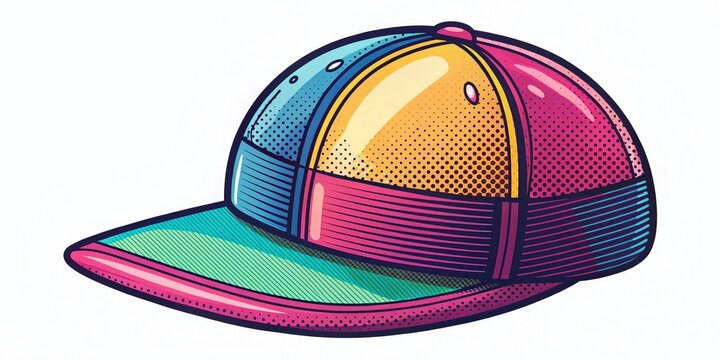 90s Retro Cap Pogs Fashion Patches: Flat Line Art Badges for Urban Exploration Style