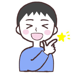 イイネと喜ぶ男性イラスト