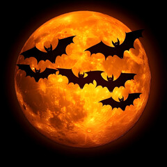Fototapeta premium Bats fly before Halloween moon