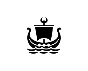 Viking Ship Logo Design Template