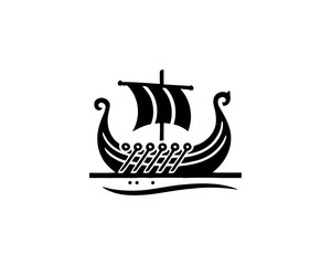 Viking Ship Logo Design Template