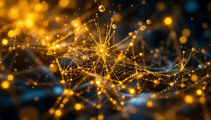 Golden Network Abstract Art Digital Wallpaper Background