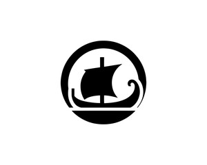 Viking Ship Logo Design Template