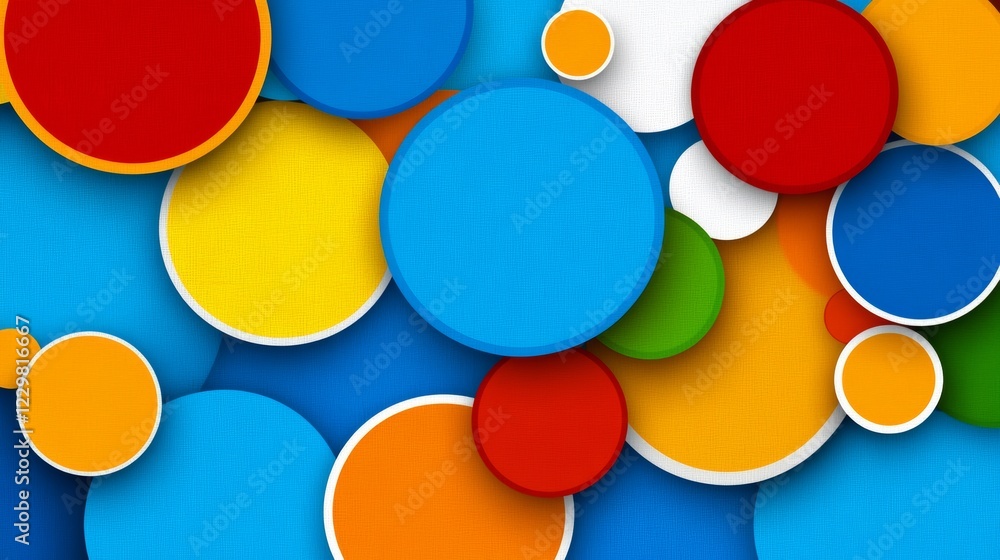 Poster colorful background with many different colored circles. the circles are of various sizes and colors