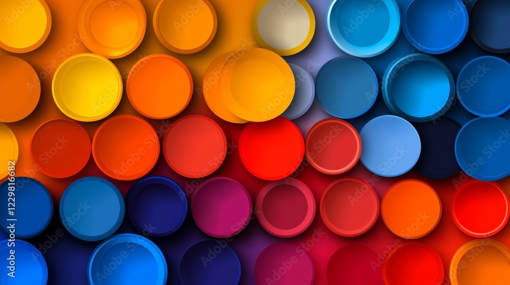 Poster colorful background with many different colored circles. the circles are of various sizes and colors