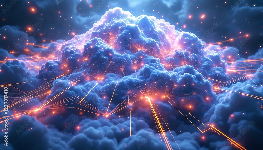 Poster stunning cloud computing network abstract image
