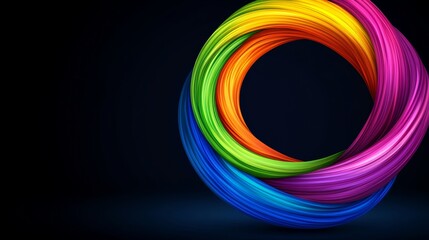 Colorful spiral with a rainbow of colors. The spiral is on a dark background. The colors are bright and vibrant, creating a sense of energy and excitement