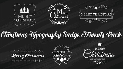 Christmas Typography Badge Elements Pack Vintage and modern Christmas-themed typography badges.
