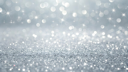Silver Sparkle Background: Shimmering silver glitter creates a dazzling backdrop, perfect for elegant designs and celebratory projects.  The bokeh effect adds depth and a touch of magic. 