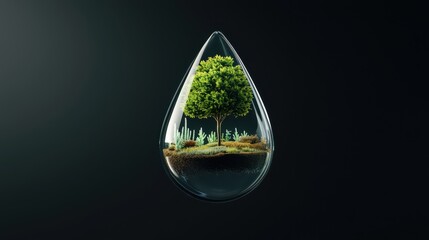 Conceptual artwork of Eco-Friendly Nature in Water Drop
