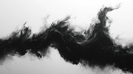 Abstract black ink wave, dramatic monochrome art