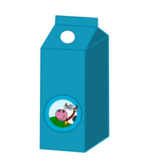 A dairy cow in meadow on the package of milk - vector