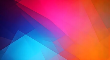 Vibrant frosted glass with overlapping triangles in magenta, blue, and orange, AI generated