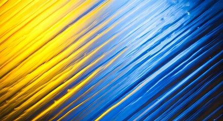 Obraz premium Vibrant frosted glass with streaks of electric blue and bright yellow, resembling a stormy sky, AI Generated