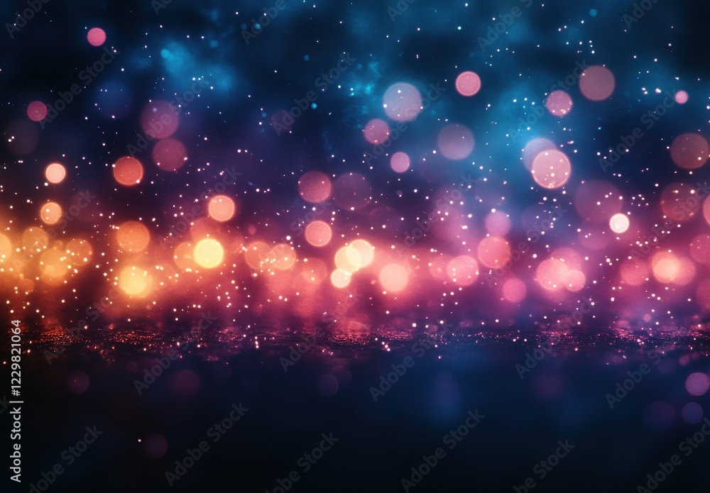 Aufkleber dreamy abstract background with glowing bokeh lights and shimmering particles in vibrant colors of p