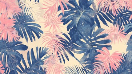 Luxurious Tropical Monstera Leaves in Teal and Rose Gold