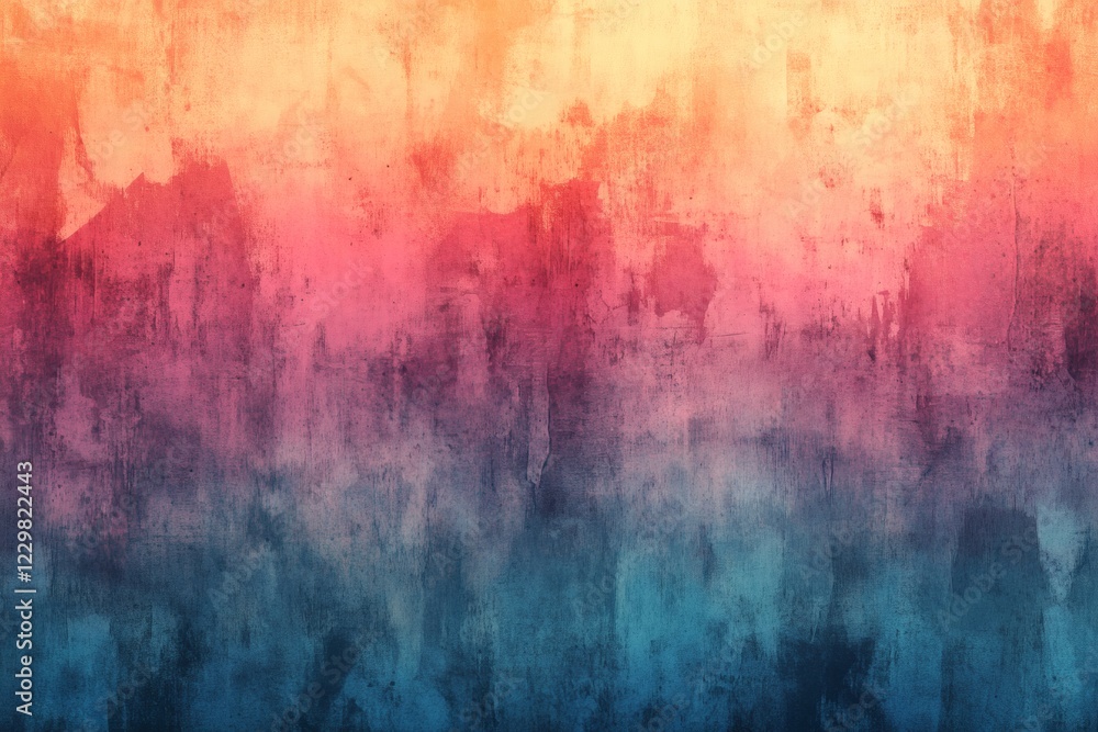 Poster abstract textured background with gradient color transition from orange to pink to blue.