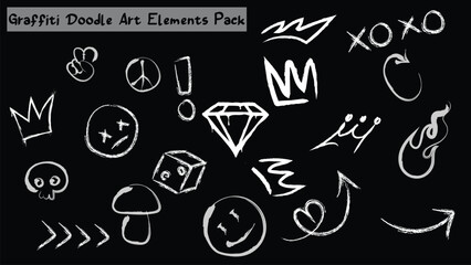 Graffiti Doodle Art Elements Pack Contains a variety of graffiti-style doodles, ideal for urban, street-style designs.