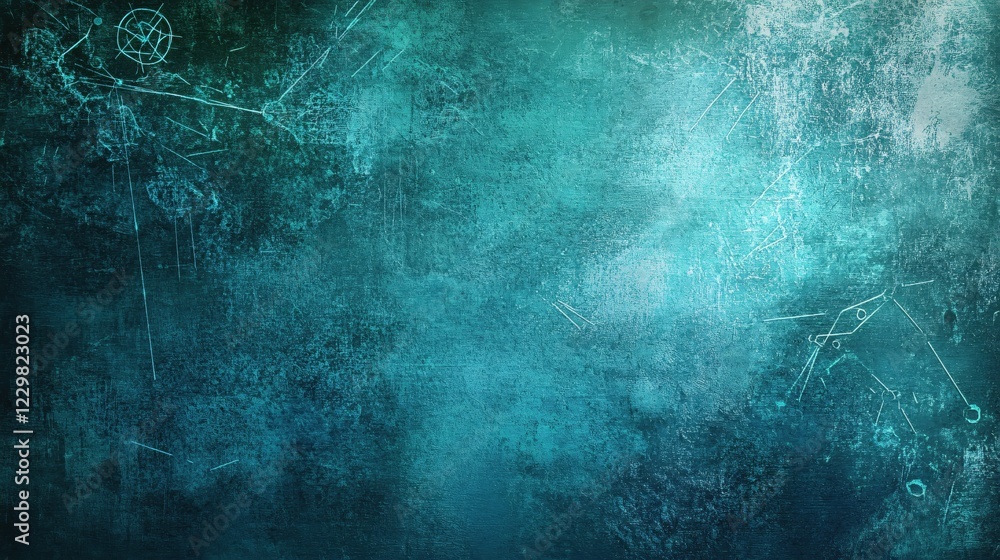 Poster abstract teal texture with geometric lines and scratched surface for artistic background