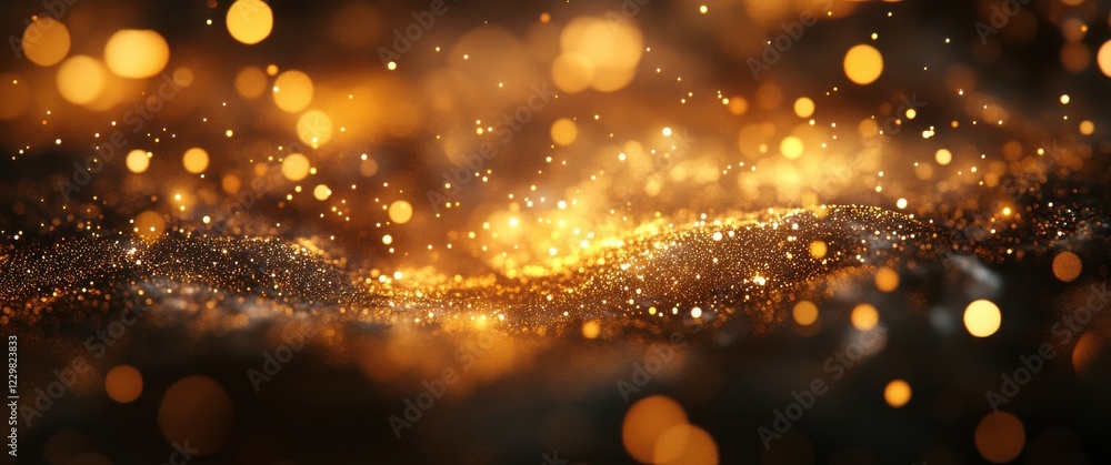 Poster enchanting abstract background of glowing golden particles creating a magical atmosphere in a dreaml