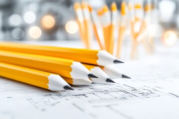 A clean design of a blueprint outline, showing only basic shapes and measurements, symbolizing a preliminary design phase