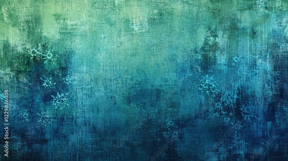 Poster textured blue green background with subtle snowflake pattern for winter holiday design