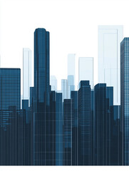 Fototapeta premium Modern cityscape reflections urban landscape digital art minimalist aerial view urban vibes