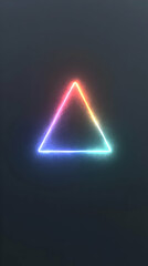 Glowing neon triangle, dark background, abstract art