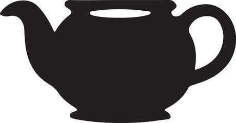 Tea pot icon silhouette vector with white background