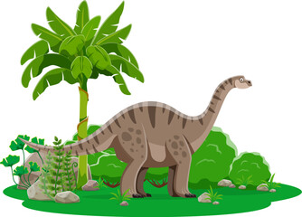 Dinosaur, prehistoric lizard Vulcanodon or dino animal, cartoon vector character. Jurassic era Vulcanodon dinosaur of sauropod species for kid dino encyclopedia atlas book or paleontology museum © Vector Tradition