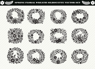 Spring Floral Wreath Silhouette