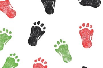 Colorful Footprints Pattern on White Background