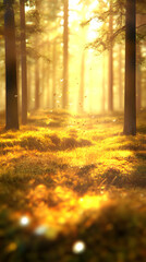 Golden autumn forest sunlight
