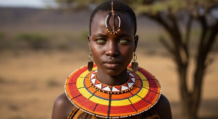 Stunning Maasai Woman Portrait Vibrant Jewelry Kenya Africa