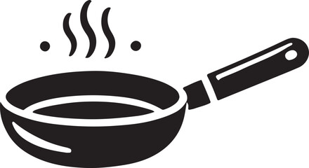 Frying Pan Silhouette Vector In White Background 