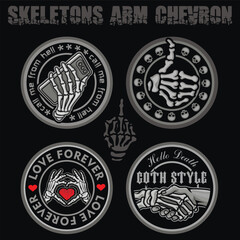 set, gothic sign with skull, grunge vintage design t shirts