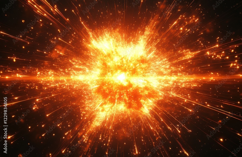 Poster explosive brightness creating a stunning visual of energy emanating from a central point surrounded 