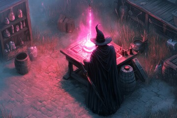 A pixel art depiction of a character at a crafting table, creating a flawless piece of armor in a retro-style game, with glowing skill bars indicating maximum proficiency