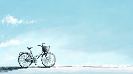Obraz premium Serene Bicycle Ride Under a Pale Blue Sky