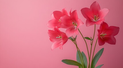Fototapeta premium Pink flowers on pink background.