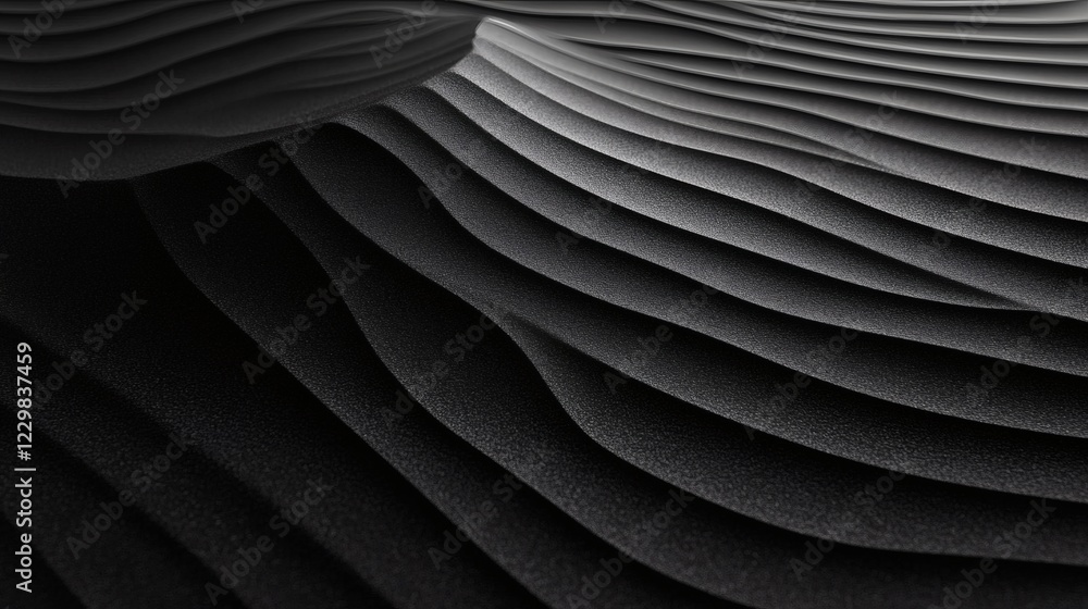 Poster abstract grayscale image of undulating, textured surface.